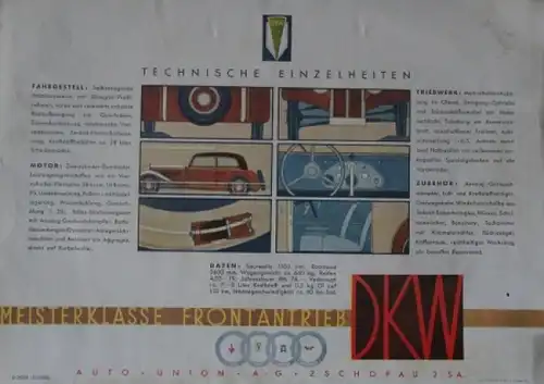 DKW Front Modellprogramm 1933 Reuters-Motiv Automobilprospekt (0754)