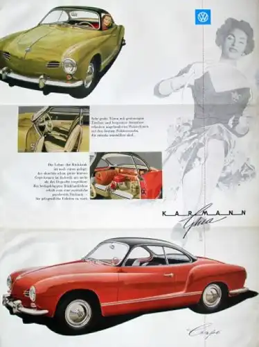 Volkswagen Karmann-Ghia 1200 Coupe Modellprogramm 1957 Reuters Motive Automobilprospekt (9509)