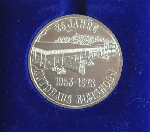 Volkswagen Käfer Golf "25 Jahre Autohaus Elmshorn" Medaille in Originalbox (9498)