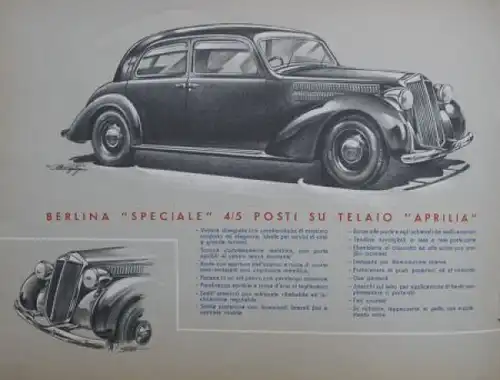 Lancia Aprilia Modellprogramm 1938 Automobilprospekt (0424)