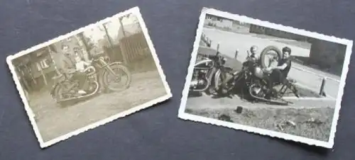 DKW Motorräder 250 ccm und 350 ccm 1949 zwei Originalfotos (9465)