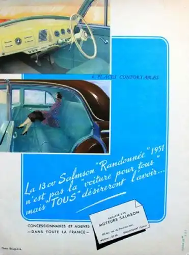 Salmson Modellprogramm 1951 Automobilprospekt (9446)