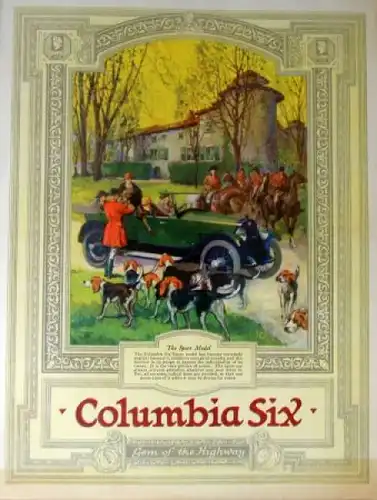 Columbia Six Modellprogramm 1922 Automobilprospekt (9456)