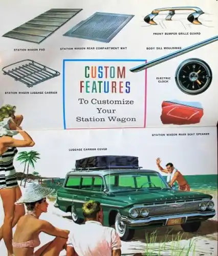 Chevrolet Modellprogramm 1961 "Custom Features" Automobilprospekt (2864)