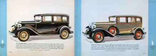 Chevrolet Six Modellprogramm 1931 Automobilprospekt (9448)