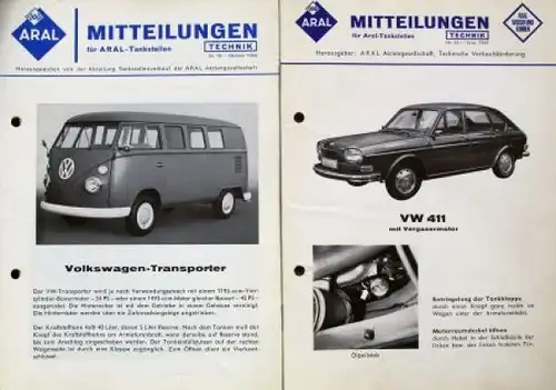 BV Aral "Mitteilungen Technik" 1966 Mappe mit 50 Automobil-Wartungsbögen (9426)