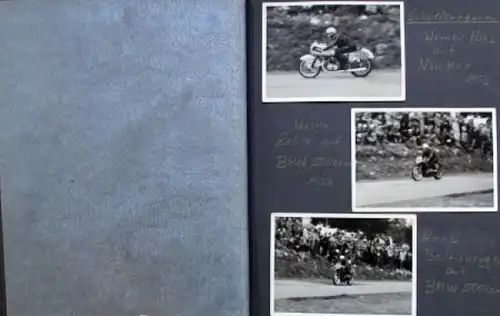 Motorrad-Rennsport Fotoalbum "Grasbahnrennen Zeven, Rhade, Schottenring" 1952 Album mit 54 Originalfotos (9430)