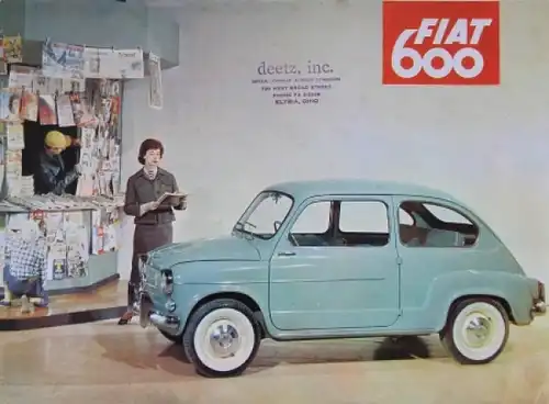 Fiat 600 Modellprogramm 1956 Automobilprospekt (6191)