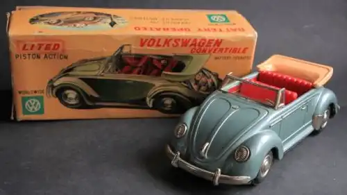 TN Nomura Volkswagen Käfer Cabriolet 1960 Blechmodell mit Batterieantrieb in Originalbox (9103)