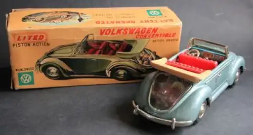 TN Nomura Volkswagen Käfer Cabriolet 1960 Blechmodell mit Batterieantrieb in Originalbox (9103)