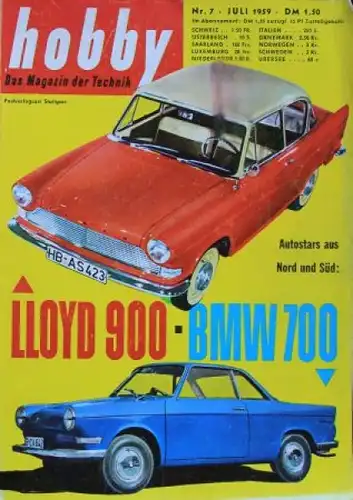 "Hobby - Das Magazin der Technik" 1959 Lloyd 900 BMW 700 Technik-Magazin (7980)
