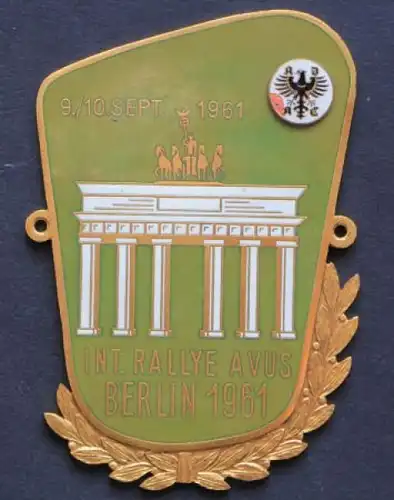 ADAC Internationale Rallye Avus Berlin 1961 Messingplakette (2477)