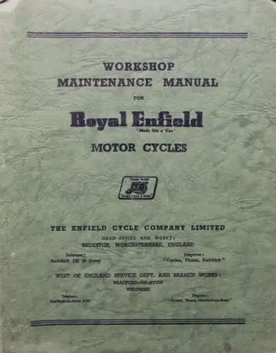 Royal Enfield Bullet Motorräder 1956-60 Werkstatt-Handbuch (7503)