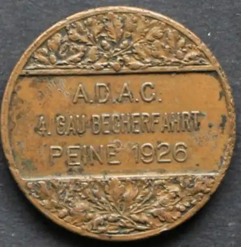 ADAC Gau-Becherfahrt 1926 Bronzemünze (7348)