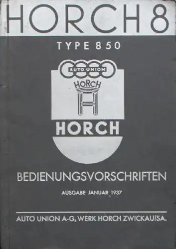 Horch 8 Typ 850 Betriebsanleitung 1937 (7342)