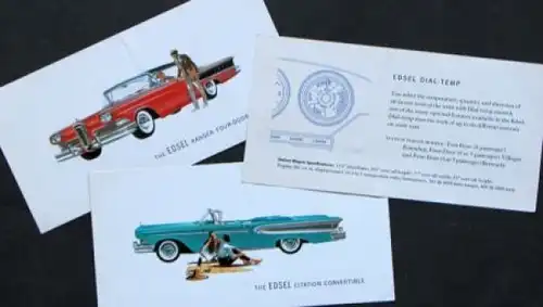 Edsel Ford Modellprogramm 1958 drei Prospektblätter (6956)