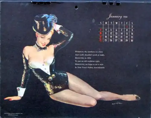 Esquire DeLuxe Pin-Up Jahreskalender 1954 Chiriaka (6944)