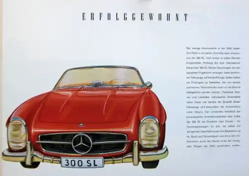 Mercedes-Benz 300 SL Roadster Coupe Modellprogramm 1962 Automobilprospekt (6941)