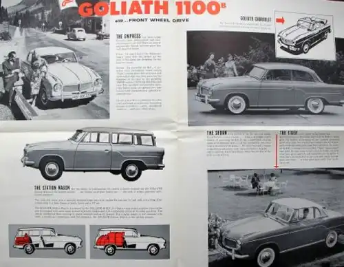 Goliath Modellprogramm 1958 "Front Wheel Drive" Automobilprospekt (6939)