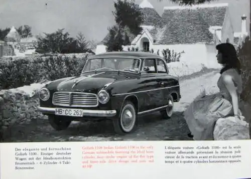 Goliath 1100 Modellprogramm 1956 "Ideale Konstruktion" Automobilprospekt (6938)