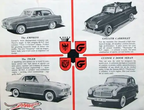 Goliath Ideal Modellprogramm 1957 Automobilprospekt (6937)