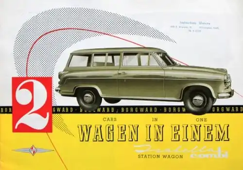 Borgward Isabella Combi Modellprogramm 1958 "2 Wagen in einem" Automobilprospekt (6931)