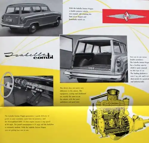 Borgward Isabella Combi Modellprogramm 1958 "2 Wagen in einem" Automobilprospekt (6931)