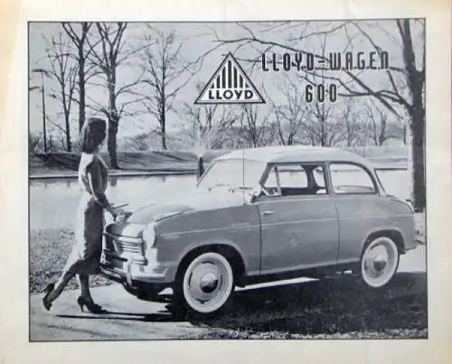 Lloyd 600 Wagen Modellprogramm 1958 Automobilprospekt (6928)