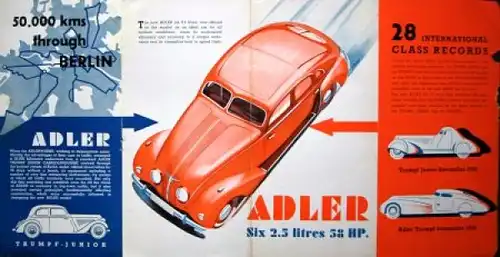 Adler Linie Modellprogramm 1937 Automobilprospekt (9623)