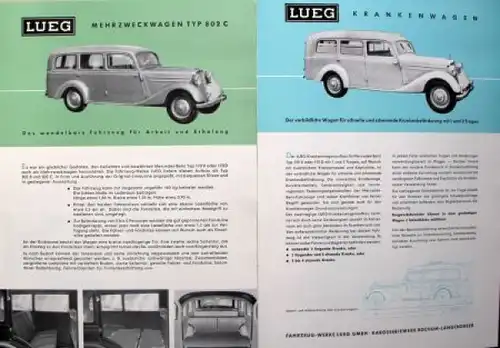 Mercedes-Benz Lueg Karosserien Modellprogramm 1955 Automobilprospekt-Mappe (6920)