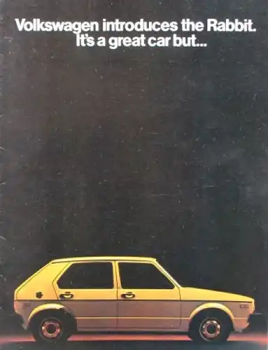 Volkswagen Golf Modellprogramm 1974 "It's a great car but..." Automobilprospekt (6916)