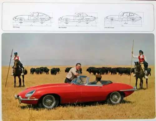 Jaguar E Type Coupe 4.2 XK Roadster 2+2 Modellprogramm 1967 Automobilprospekt (6915)