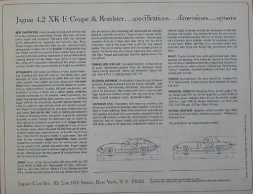 Jaguar E Type Coupe 4.2 XK Roadster Modellprogramm 1967 Automobilprospekt (6913)