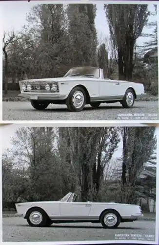 Lancia Carozzeria Boneschi Cabriolet Modellprogramm 1959 Pressemappe mit 2 Werksfotos (6892)