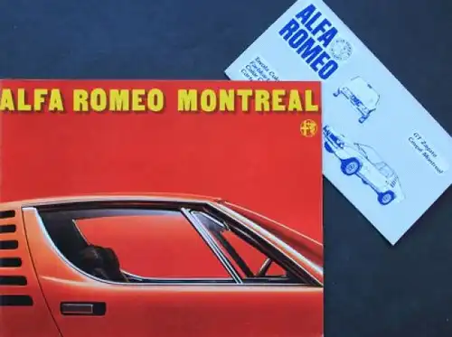 Alfa Romeo Montreal Coupe Modellprogramm + Farbkarte 1970 Automobilprospekt (6860)
