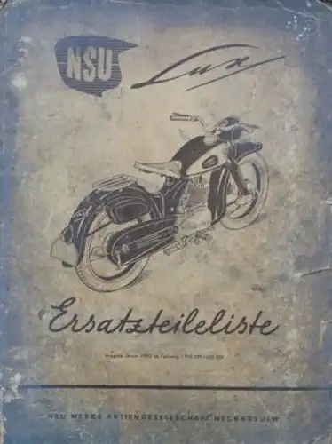 NSU Lux Motorrad 1952 Ersatzteilliste (6842)