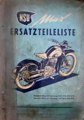 NSU Max Motorrad 1954 Ersatzteilliste (6841)