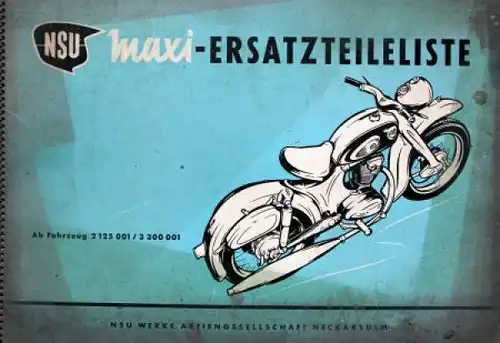 NSU Maxi Motorrad 1953 Ersatzteilliste (6838)