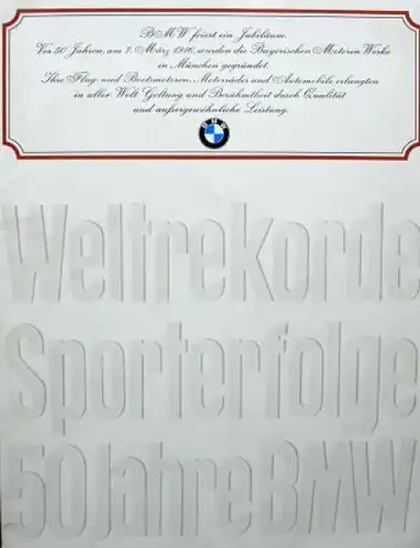 Seherr-Thoss "50 Jahre BMW - Weltrekorde, Sporterfolge" BMW Historie 1966 (6805)