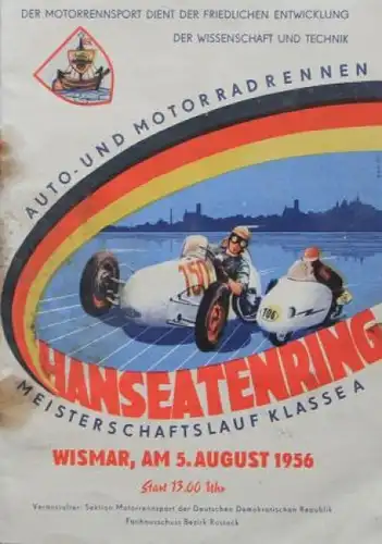 "Hanseatenring" Wismar August 1956 Rennprogramm (6792)