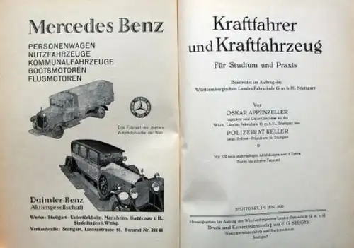 Appenzeller "Kraftfahrer und Kraftfahrzeug" Fahrzeugtechnik 1929 (8464)