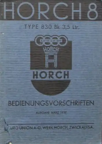 Horch 830 BK 3,5 Liter 1937 Betriebsanleitung (6786)