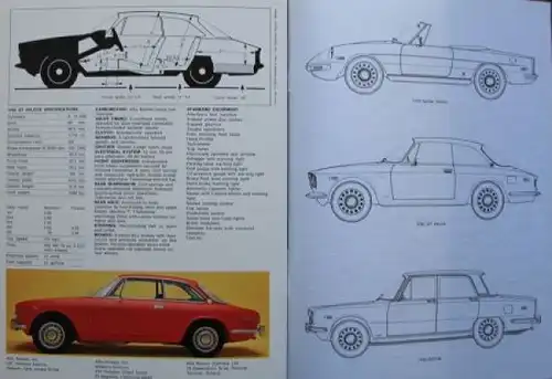 Alfa Romeo 1750 GT Veloce Modellprogramm 1970 Automobilprospekt (6864)