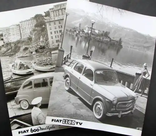 Fiat 1100 TV + 600 Multipla 1957 zwei Werksfotos (6766)