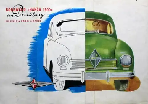 Borgward Hansa 1500 Modellprogramm 1952 "Ein Dreiklang" Automobilprospekt (6753)
