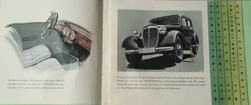 Wanderer 6 Zylinder Automobile Modellprogramm 1937 Automobilprospekt (6750)