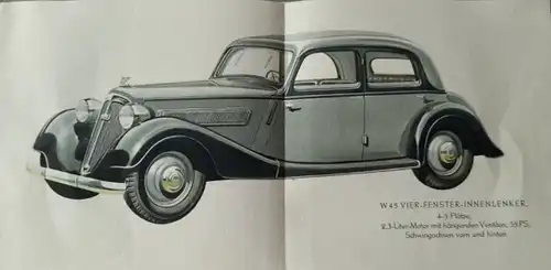 Wanderer 6 Zylinder Automobile Modellprogramm 1937 Automobilprospekt (6750)