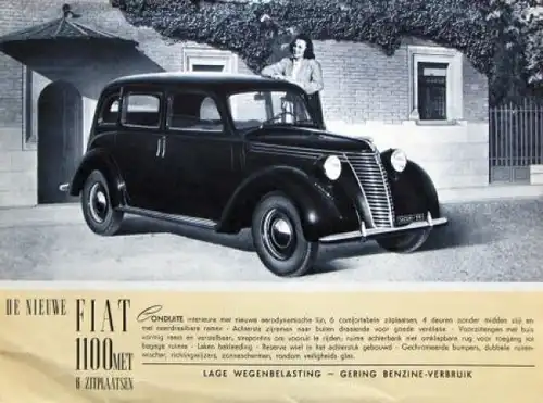 Fiat 1100 Limousine Modellprogramm 1939 Automobilprospekt (4867)