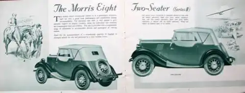 Morris Eight Serie II Modellprogramm 1937 Automobilprospekt (7769)