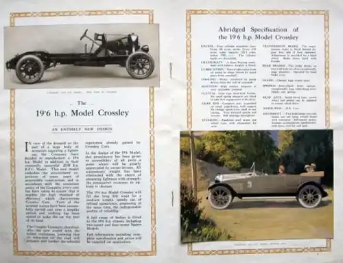 Crossley Motorcars 25/40 h.p. Modellprogramm 1921 Automobilprospekt (8692)